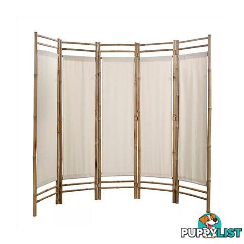 Folding 5 Panel Room Divider Bamboo And Canvas 200 Cm - Unbranded - 8718475576846