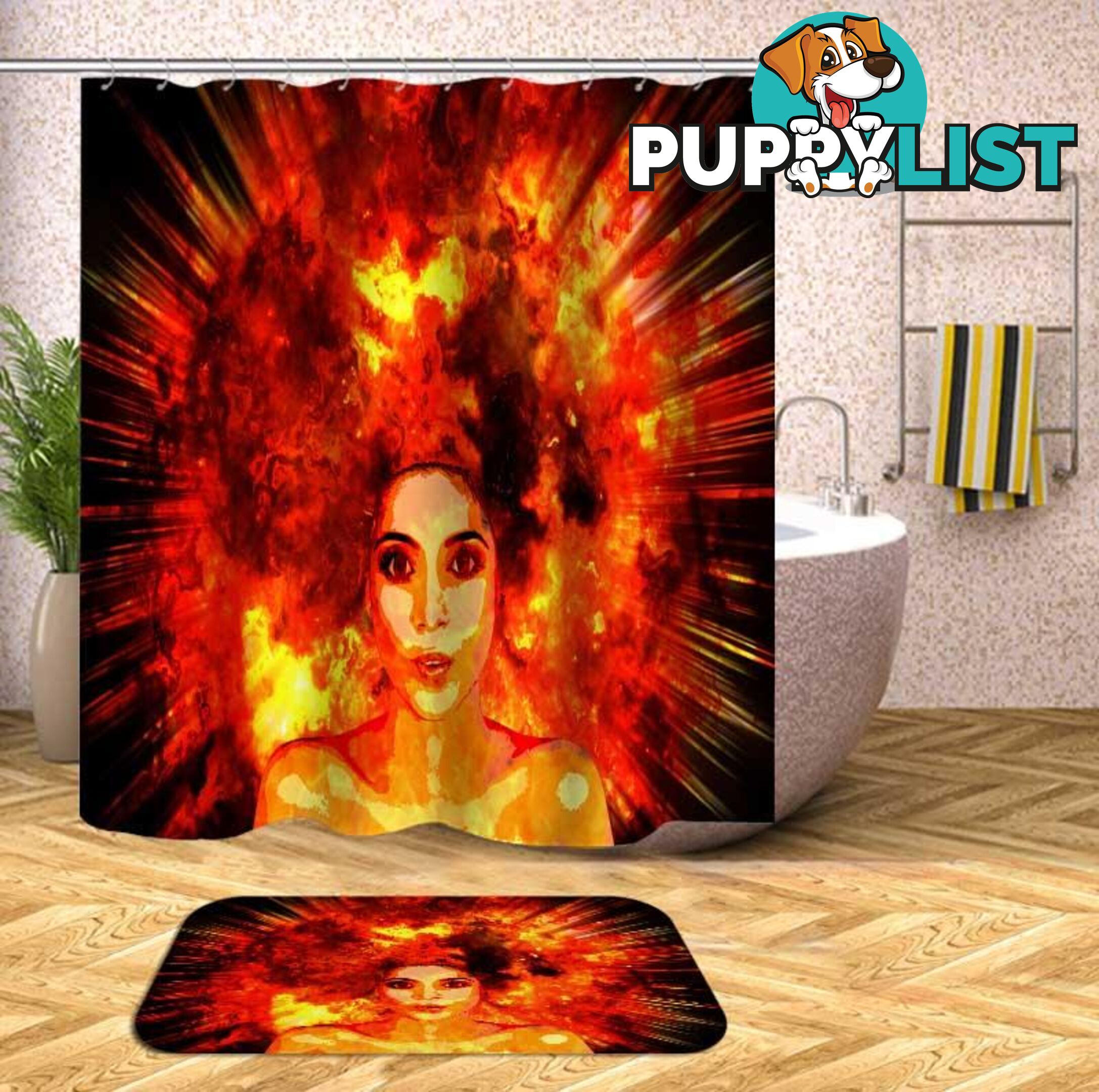 Real Explosion Hair Beautiful Girl Shower Curtain - Curtain - 7427046132381