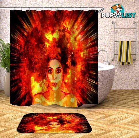 Real Explosion Hair Beautiful Girl Shower Curtain - Curtain - 7427046132381