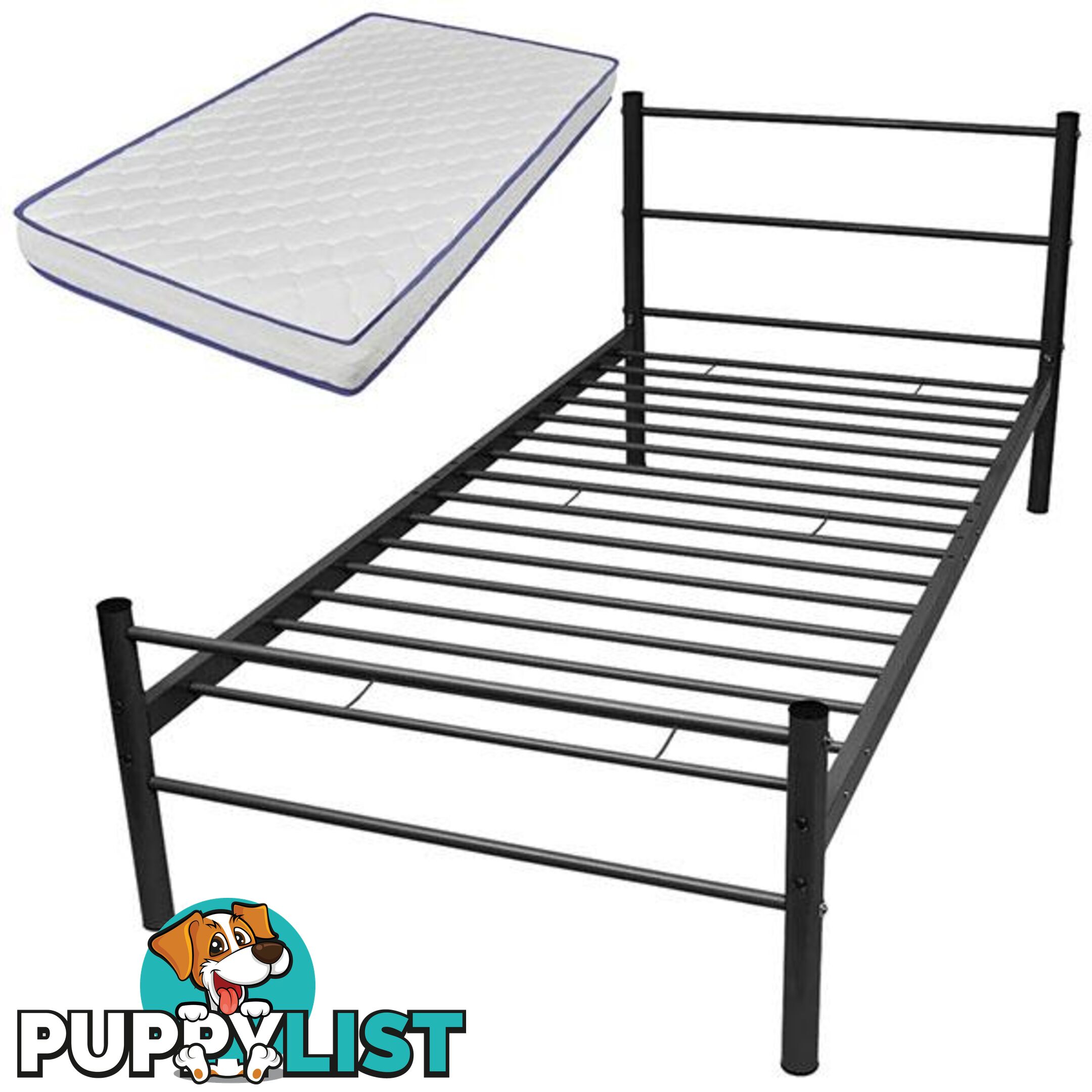 Metal Bed with Memory Foam Mattress Black AU King Single - Unbranded - 9476062107840