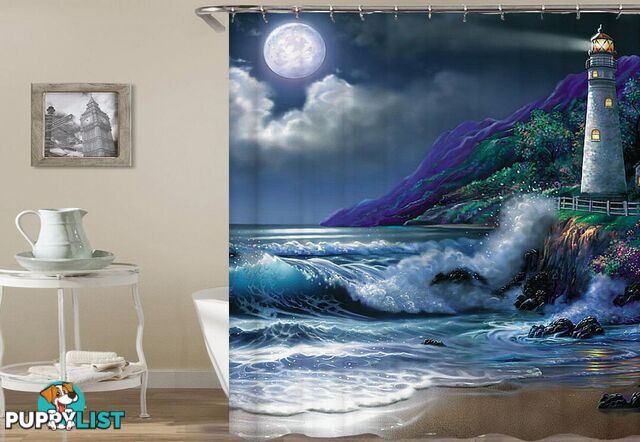 Lighthouse Painting Shower Curtain - Curtain - 7427045981720