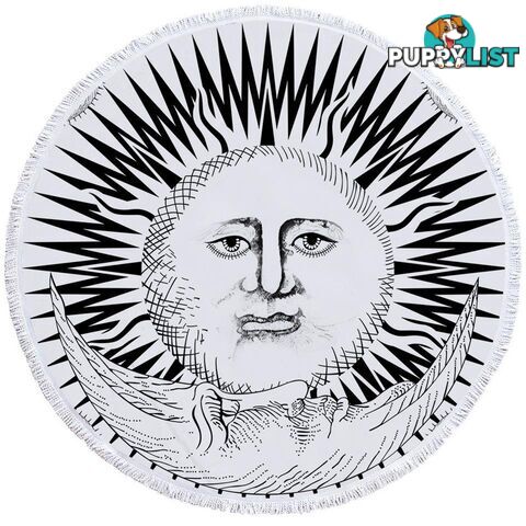 Black and White Sun and Moon Beach Towel - Towel - 7427046325943