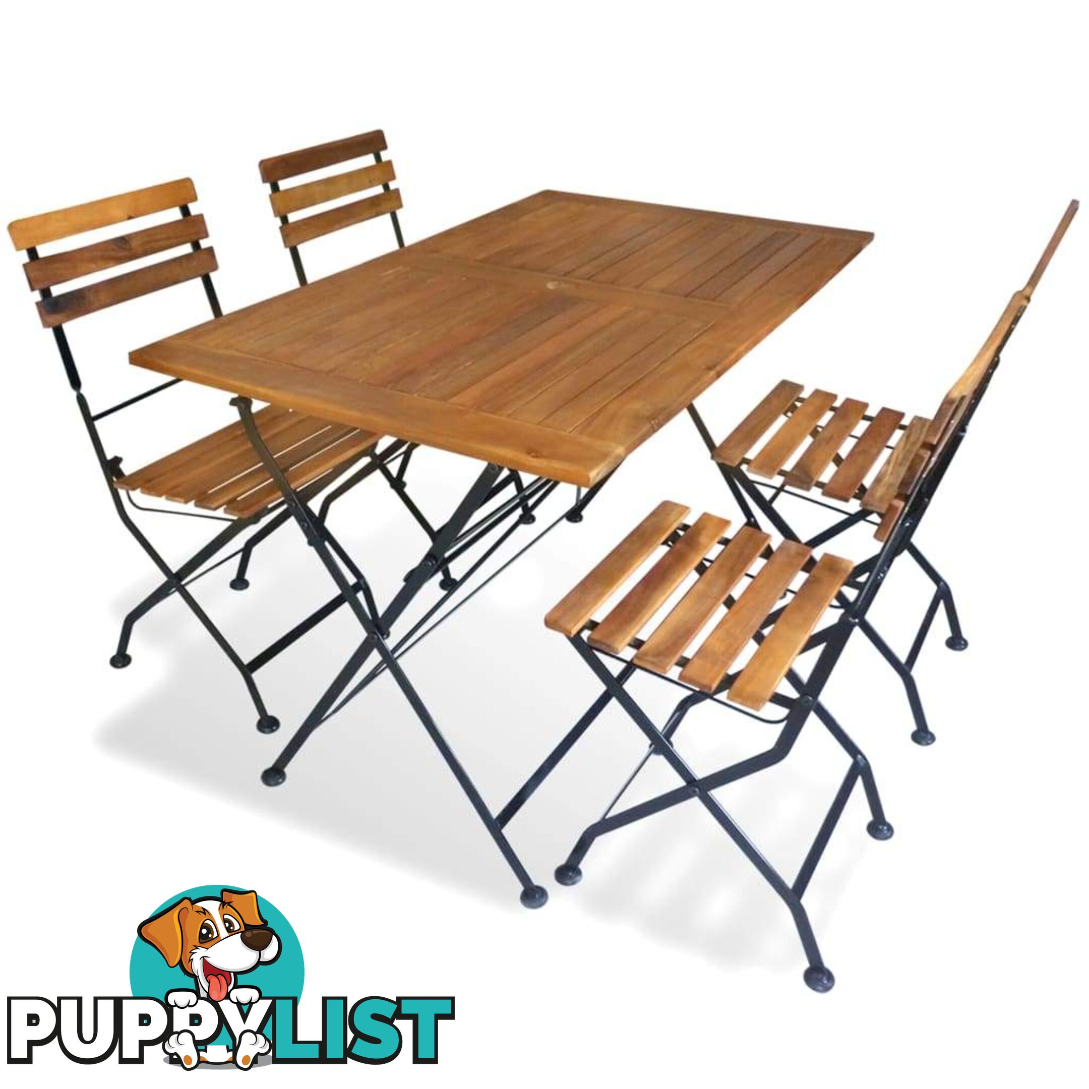 Outdoor Dining Set 5 Pieces Acacia Wood - Unbranded - 9476062038410