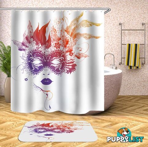 Flame Colors Feather Mask Shower Curtain - Curtains - 7427045954090