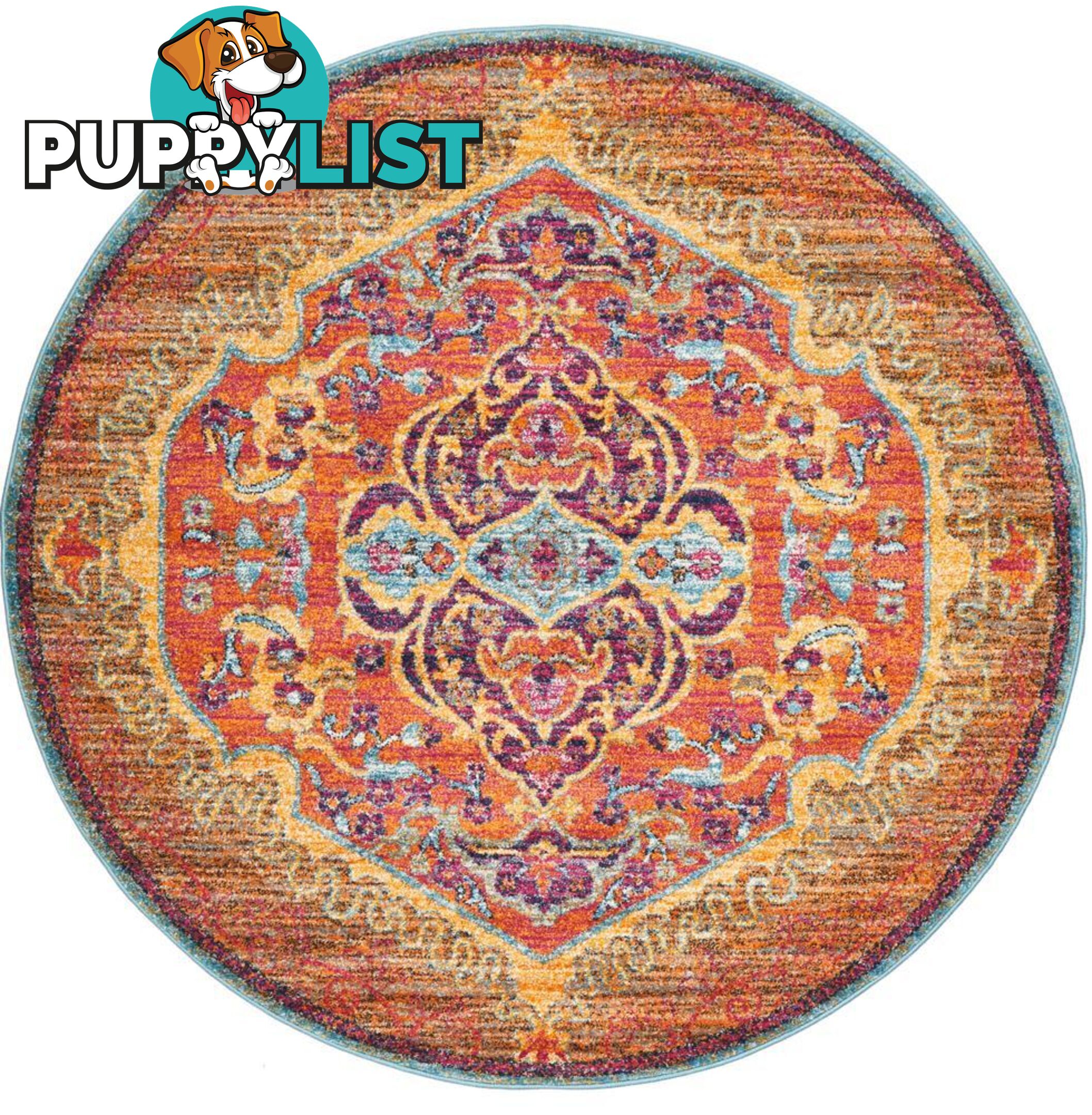 Radiance Tangerine Round Rug - Unbranded - 9375321886574