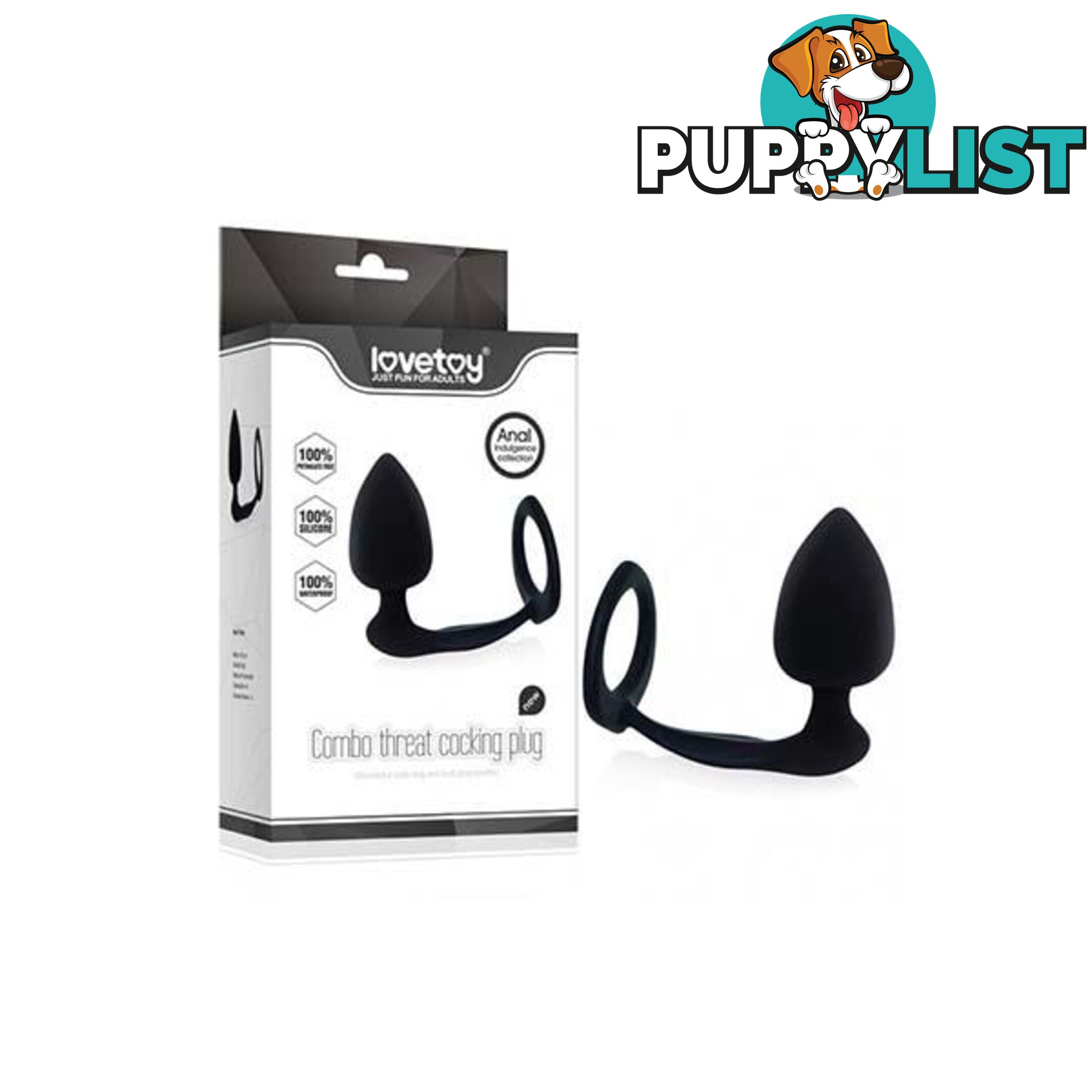 Combo Threat Cockring Plug Black - Adult Toys - 6970260904872