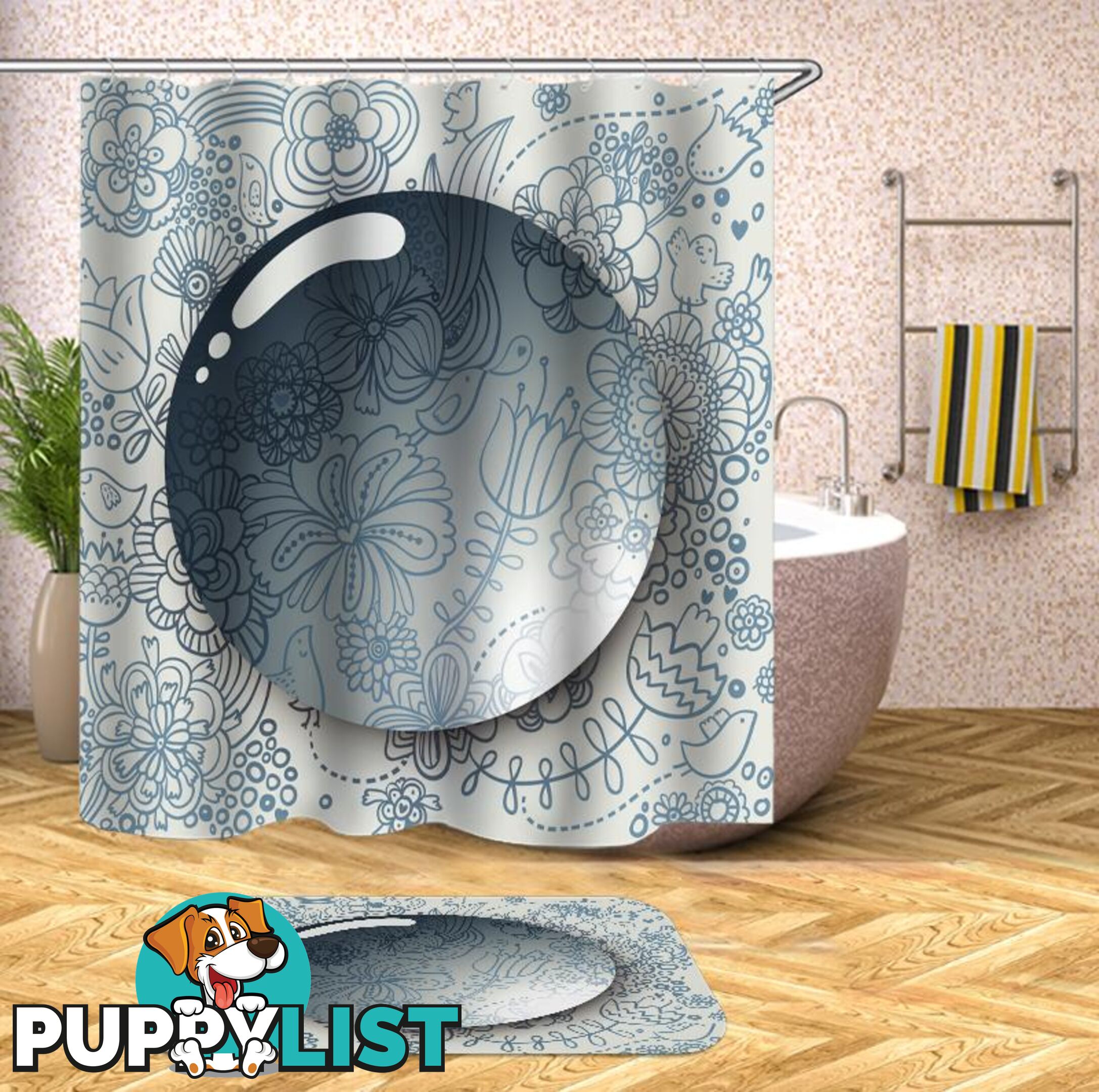 Floral Background For A 3D Bubble Shower Curtain - Curtain - 7427045947726