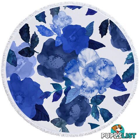 Blue Water Colored Flowers Beach Towel - Towel - 7427046339537