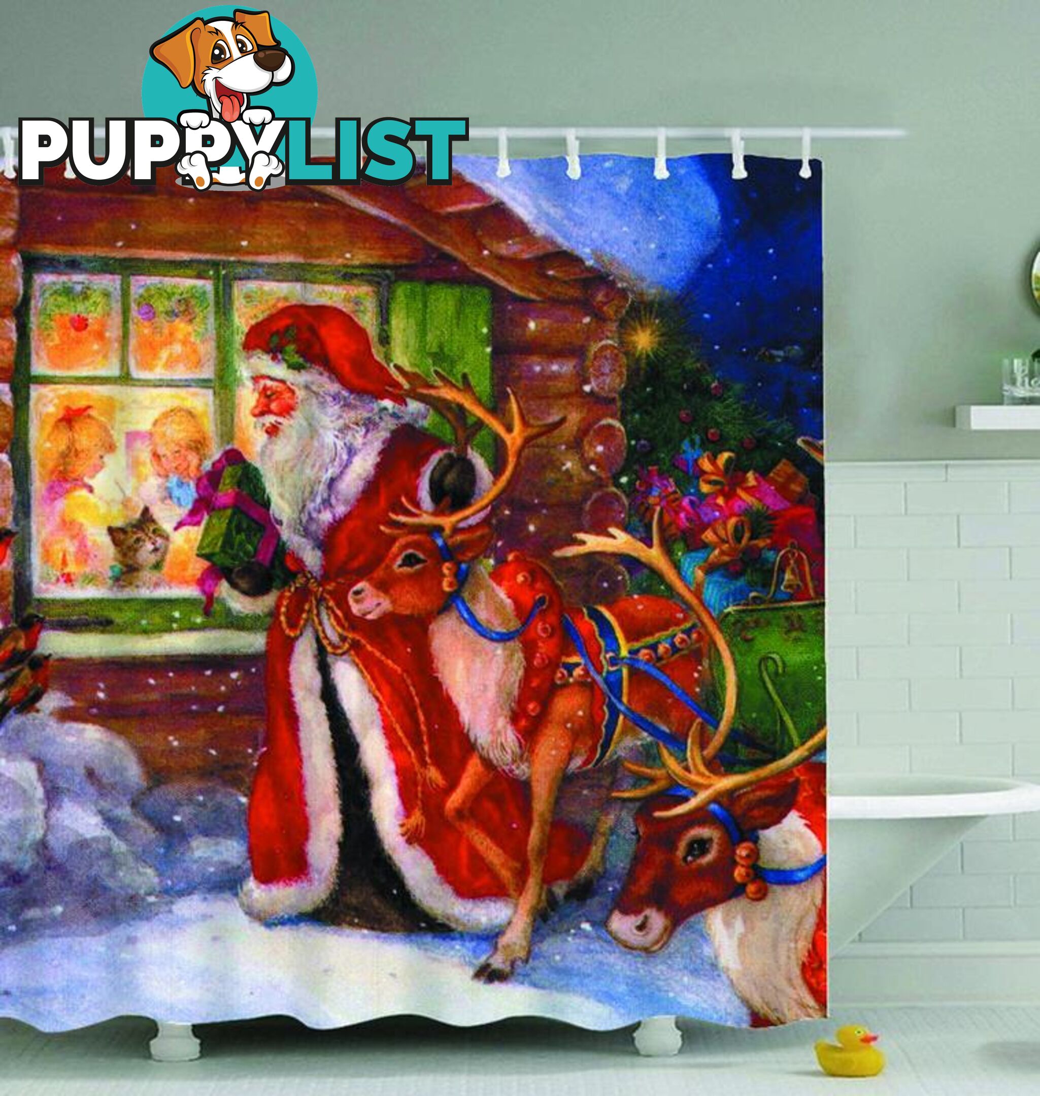 Christmas Vintage Painting Shower Curtain - Curtain - 7427046019354