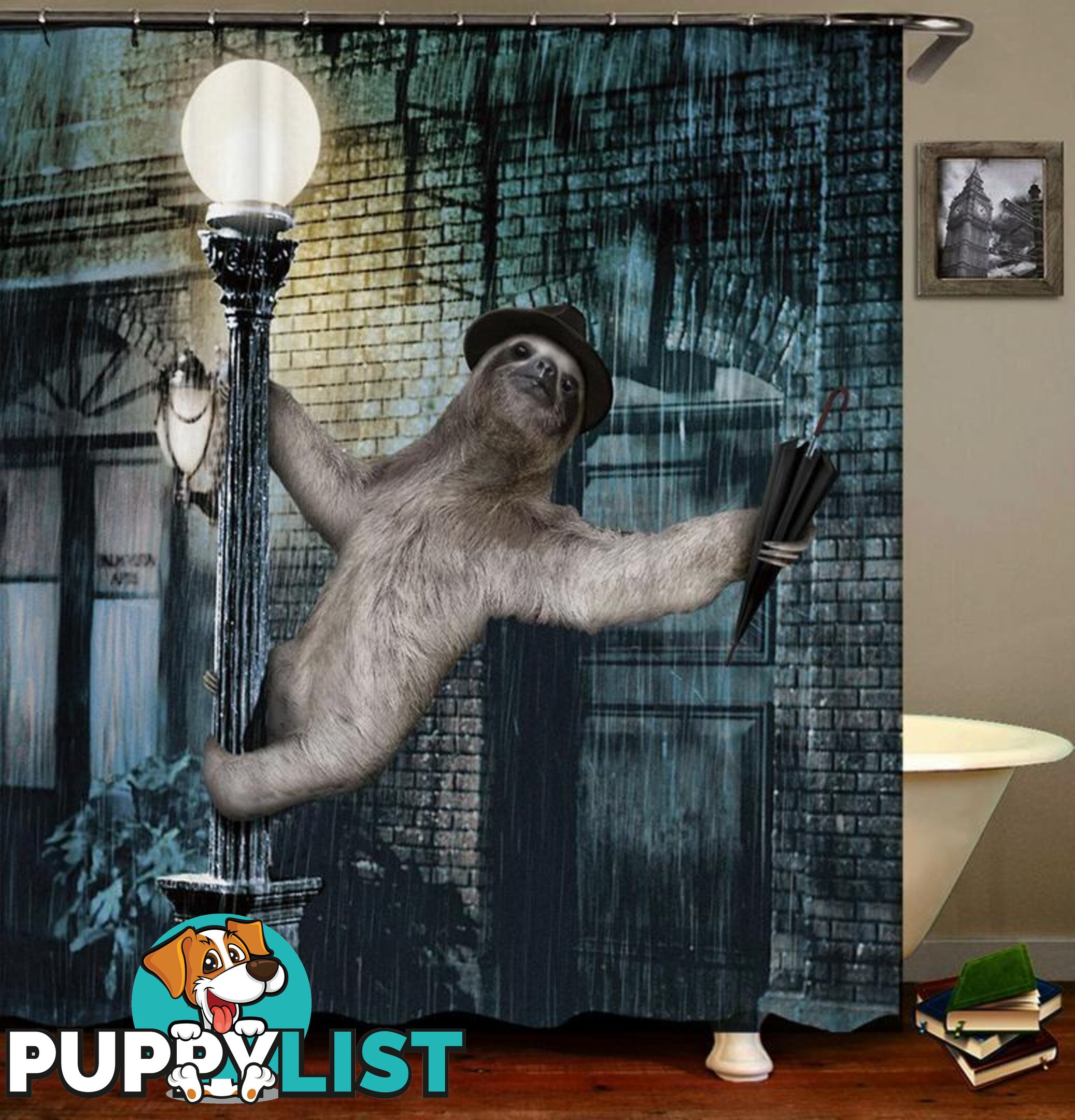 Sloth Singing In The Rain Shower Curtain - Curtain - 7427005908941