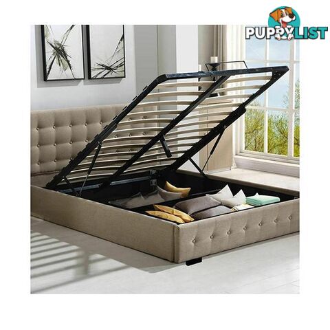 Bed Frame Base With Gas Lift Queen Size Platform Fabric - Unbranded - 787976591786