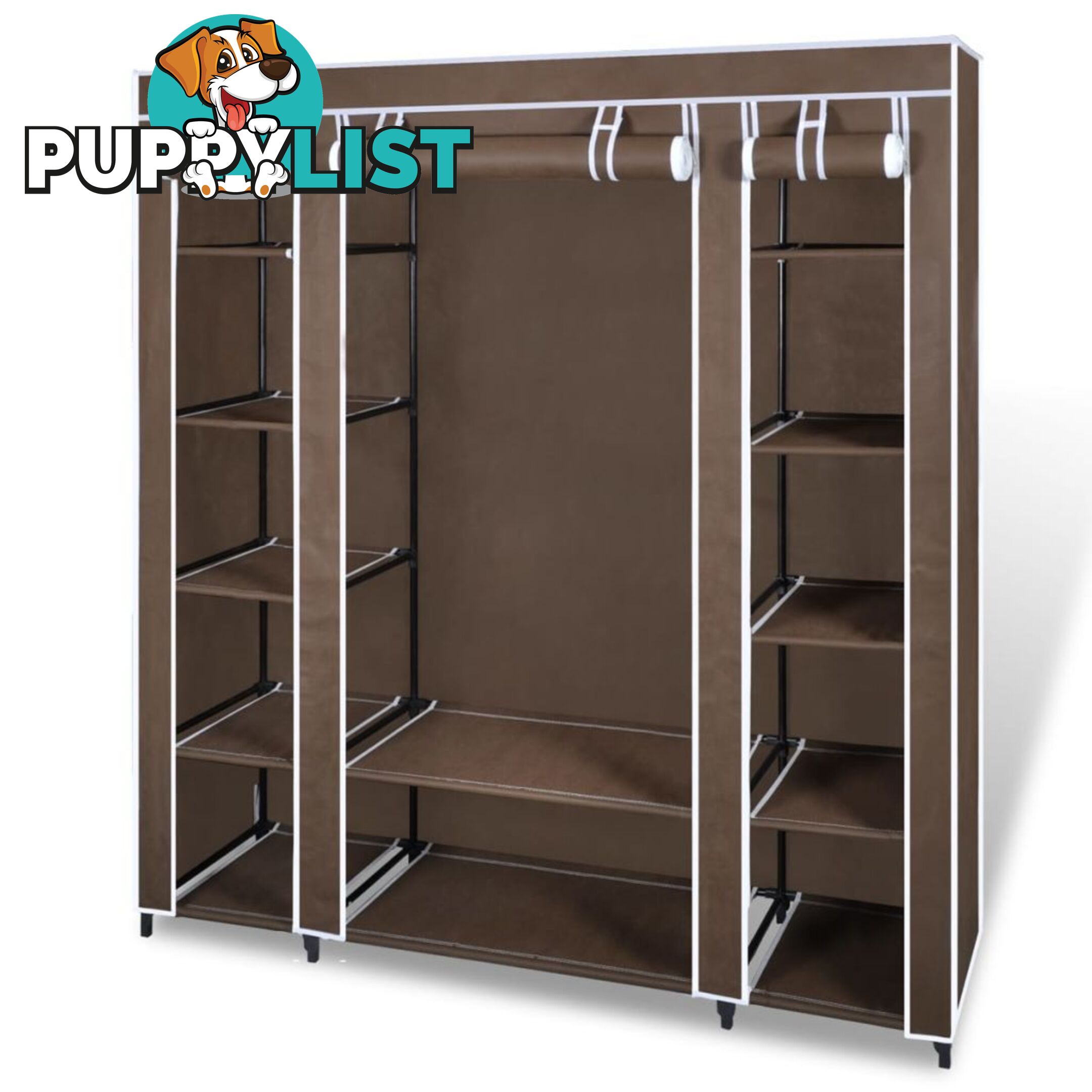 Fabric Cabinet with Compartments - Brown - Unbranded - 4326500429759