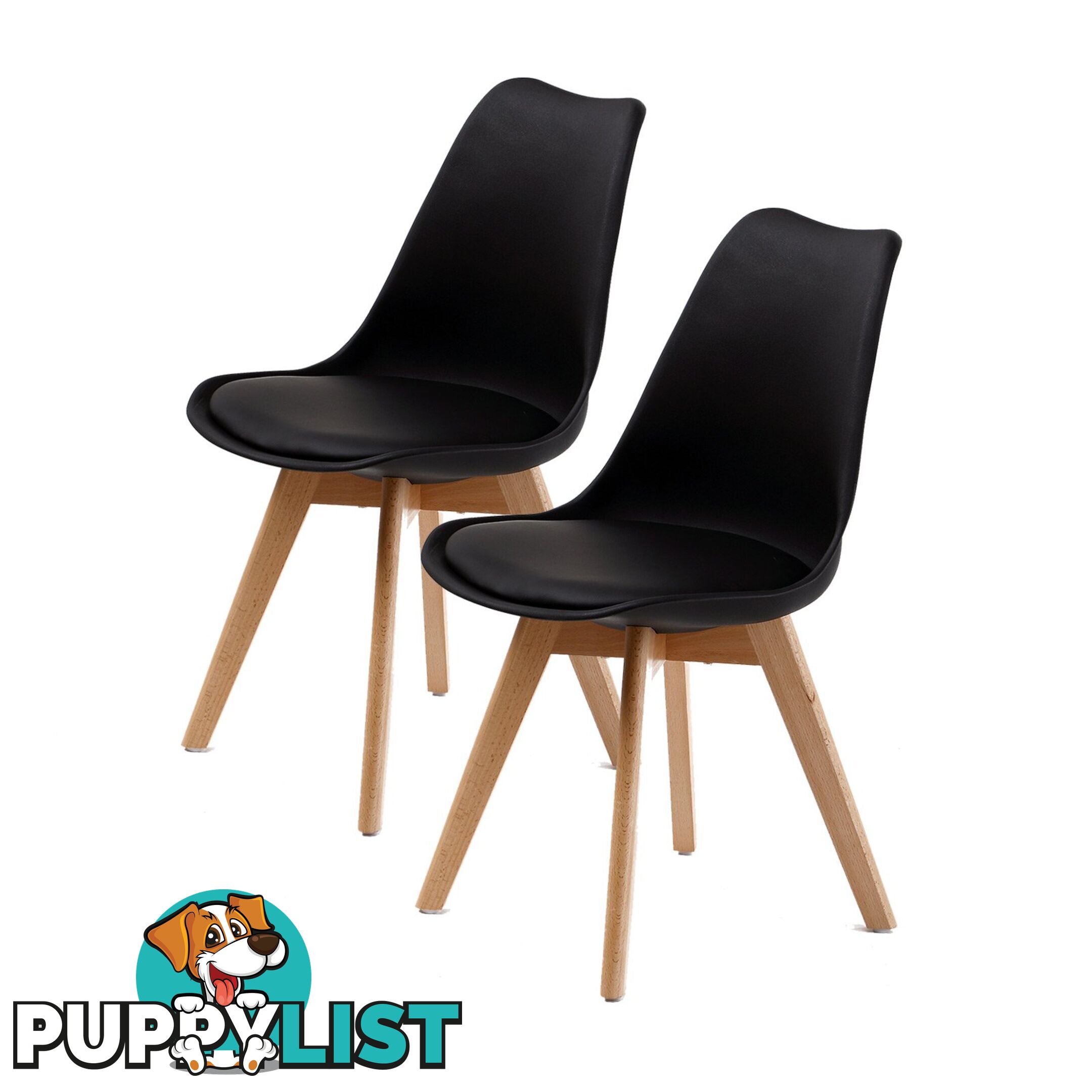 Eames PU Padded Dining Chair (2 Pcs) - Black - Unbranded - 9352338000612