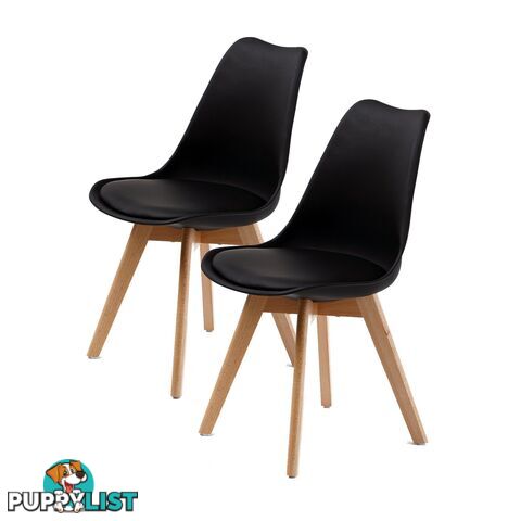 Eames PU Padded Dining Chair (2 Pcs) - Black - Unbranded - 9352338000612