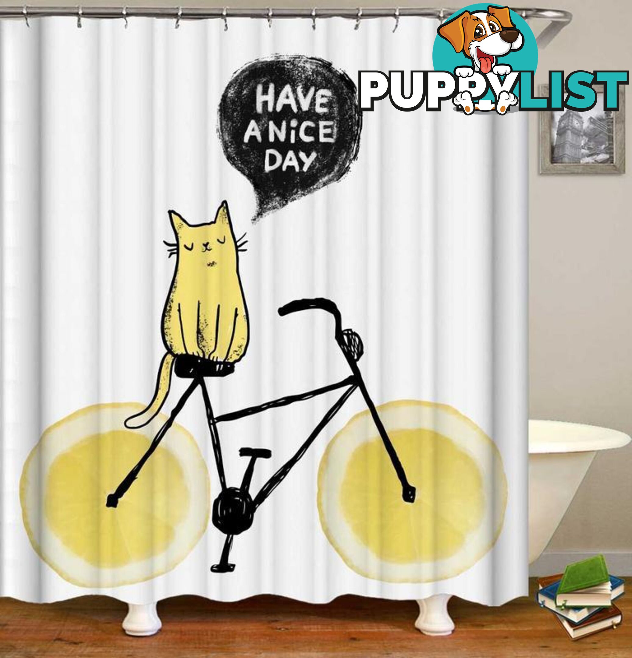 Lemon Bicycle Shower Curtain - Curtain - 7427046073066