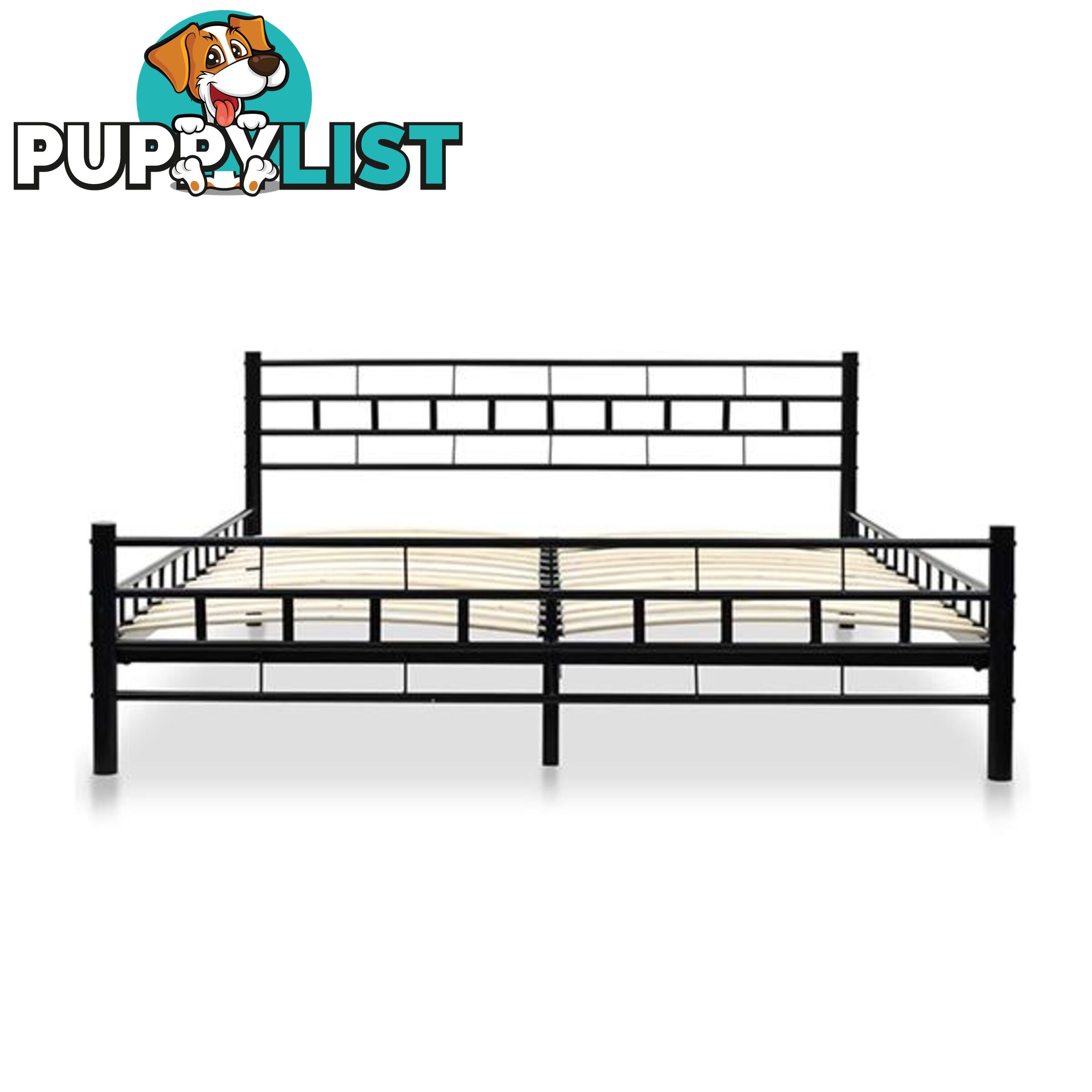 Bed Frame With Slatted Base 153X203 Cm Block Design Queen Size - Unbranded - 7427046166959