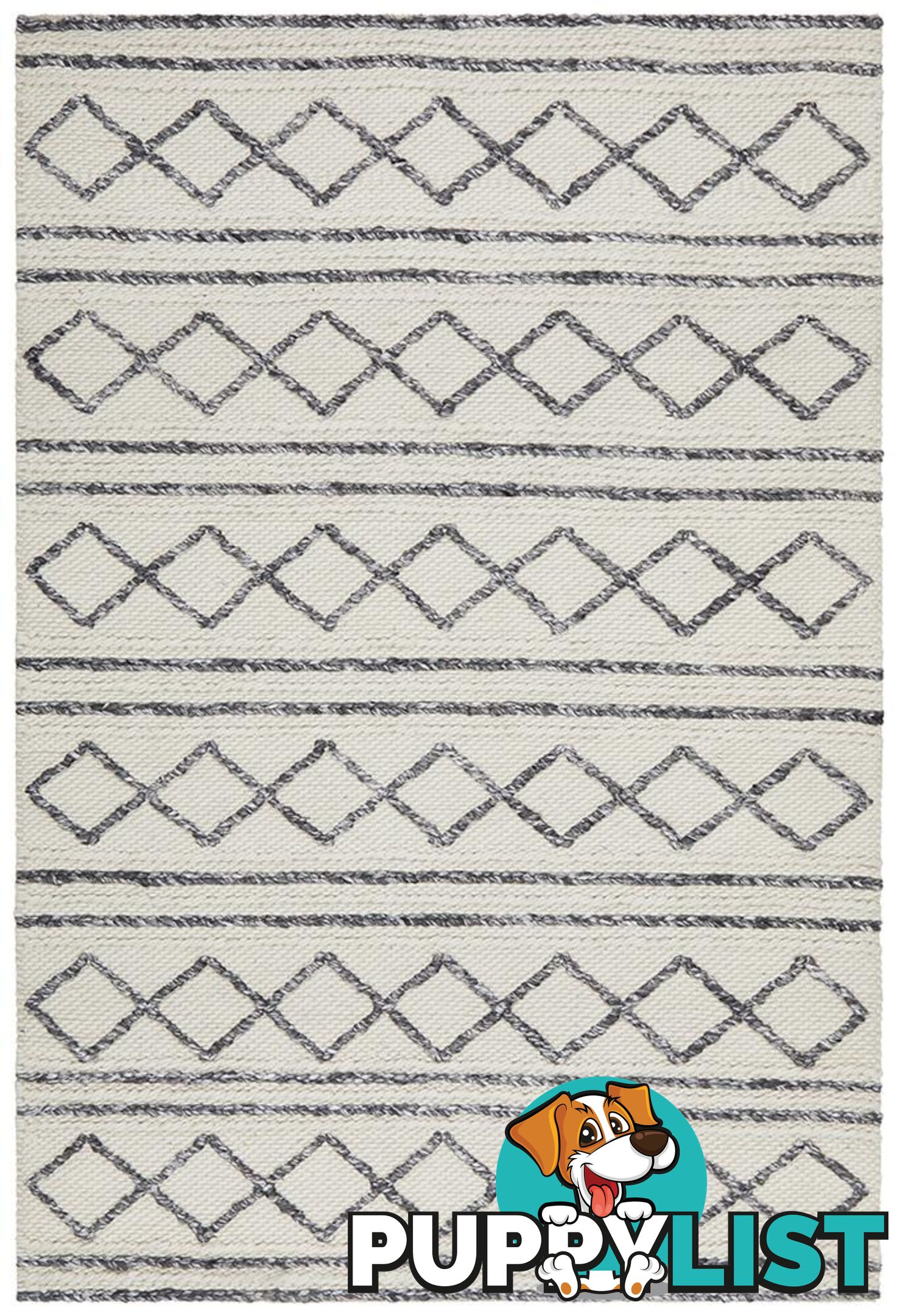 Studio Milly Textured Woollen White Grey Rug - Unbranded - 9375321832946