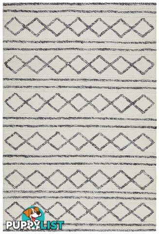 Studio Milly Textured Woollen White Grey Rug - Unbranded - 9375321832946