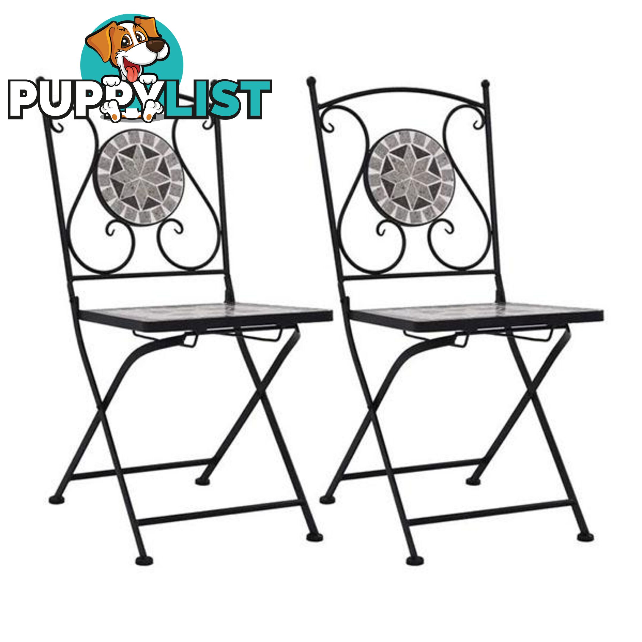 Mosaic Bistro Chairs Powder Coated Iron Frame 2 Pcs - Unbranded - 8719883733685