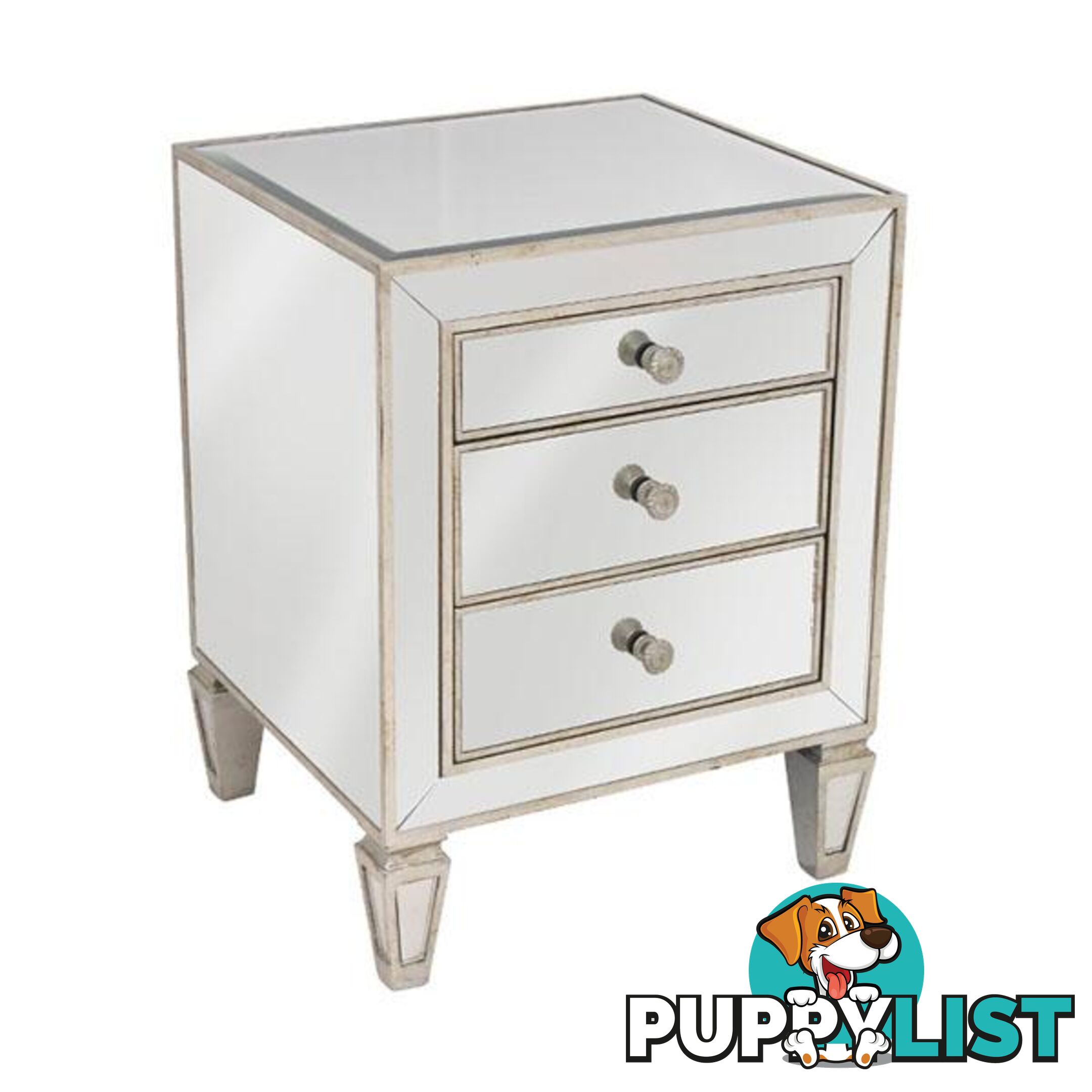 Mirrored 3 Drawer Bedside Antique Seamless - Bedside Table - 7427046211000