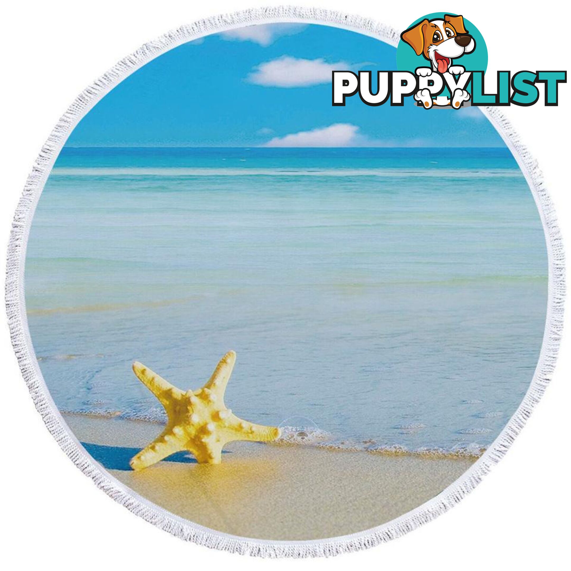 Yellow Starfish and Blue Ocean Beach Towel - Towel - 7427046327046