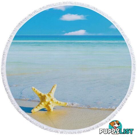 Yellow Starfish and Blue Ocean Beach Towel - Towel - 7427046327046