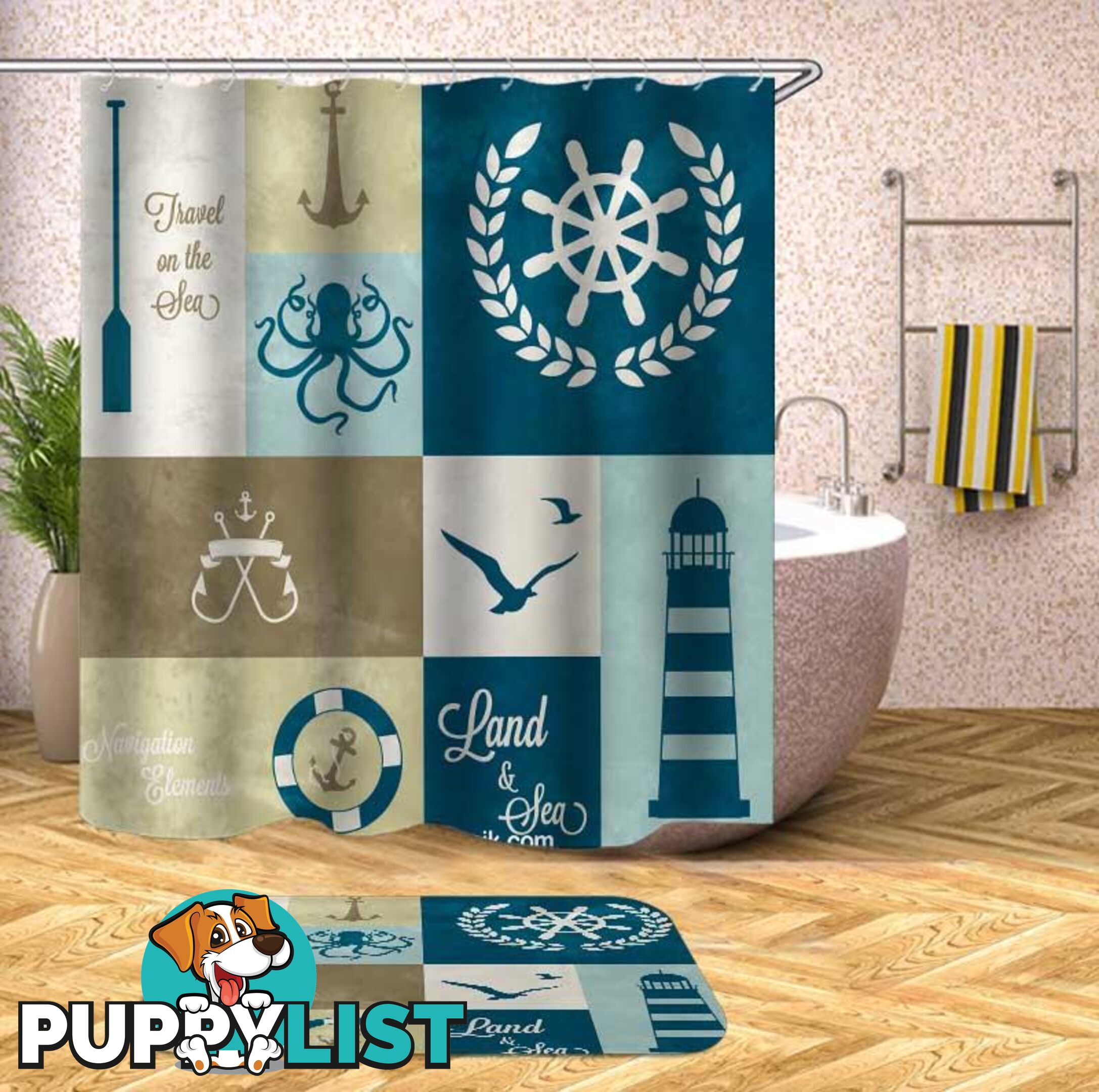 Nautical Theme Shower Curtain - Curtain - 7427046048545