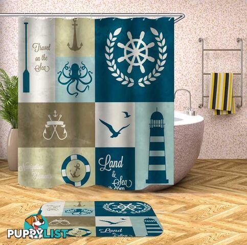 Nautical Theme Shower Curtain - Curtain - 7427046048545