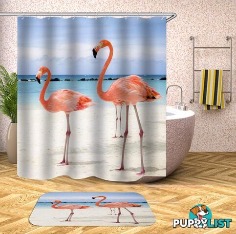 Flamingos On The Beach Shower Curtain - Curtain - 7427046040372