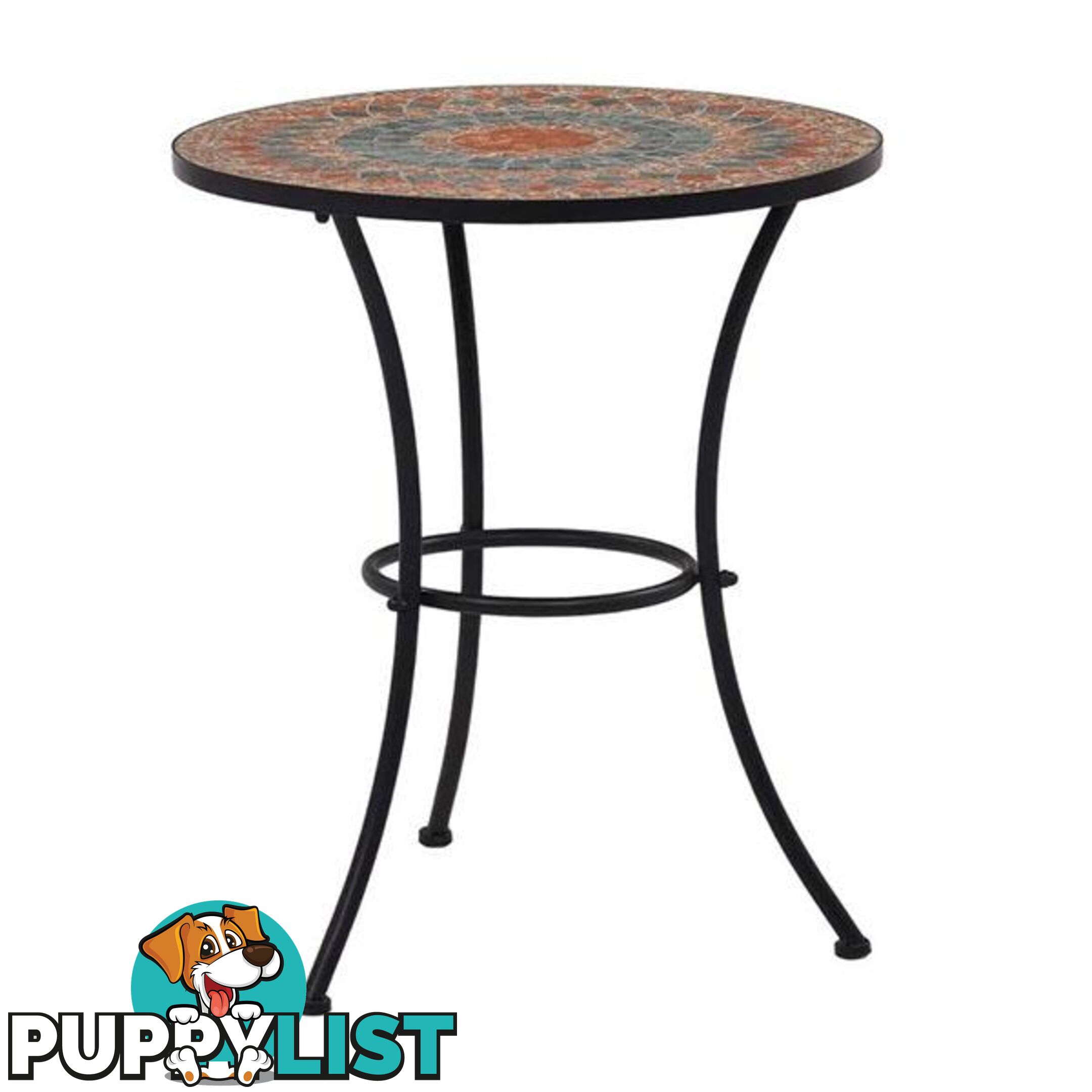 Mosaic Bistro Table Orange Grey 60Cm Ceramic - Unbranded - 8719883733678