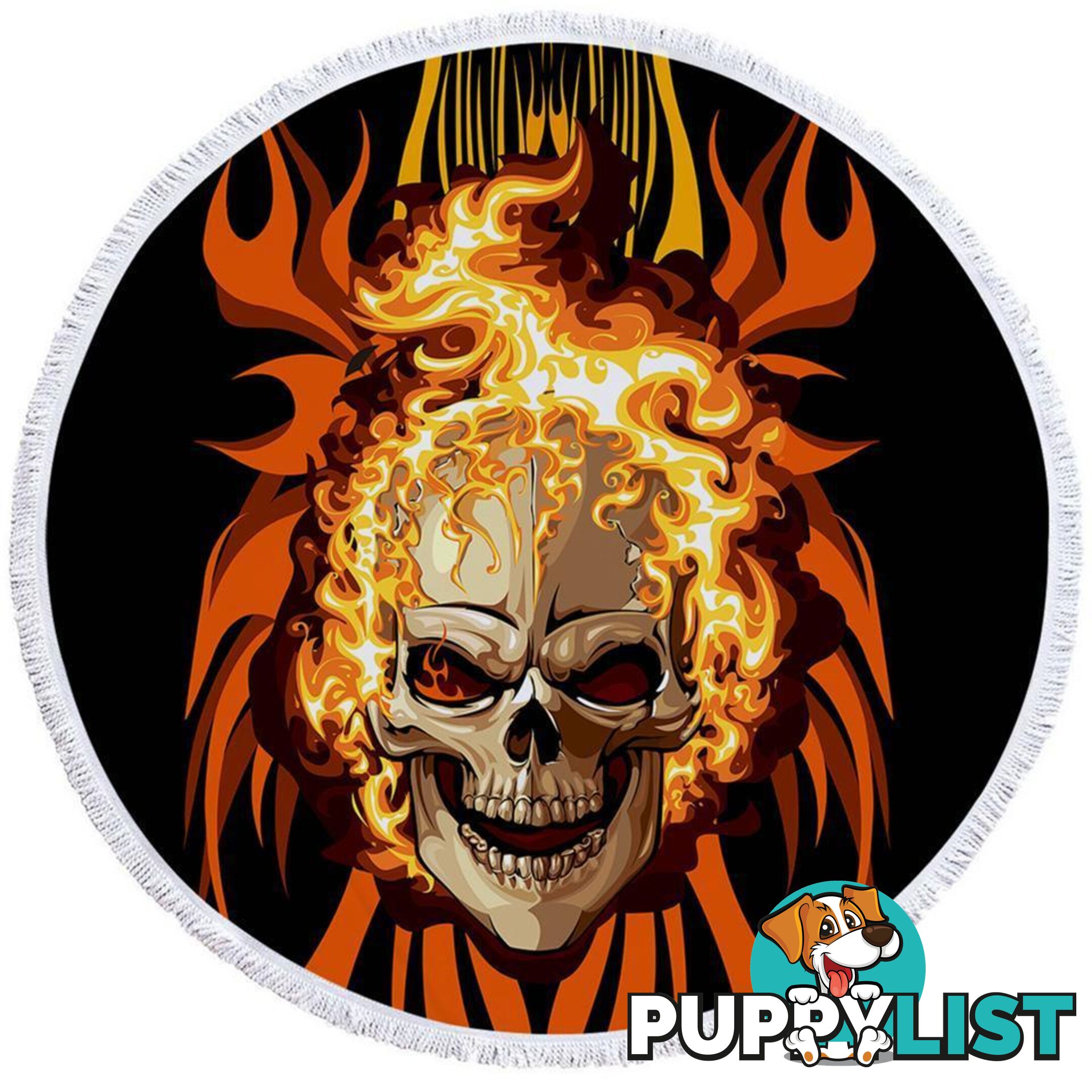 Skull on Fire Beach Towel - Towel - 7427046313469