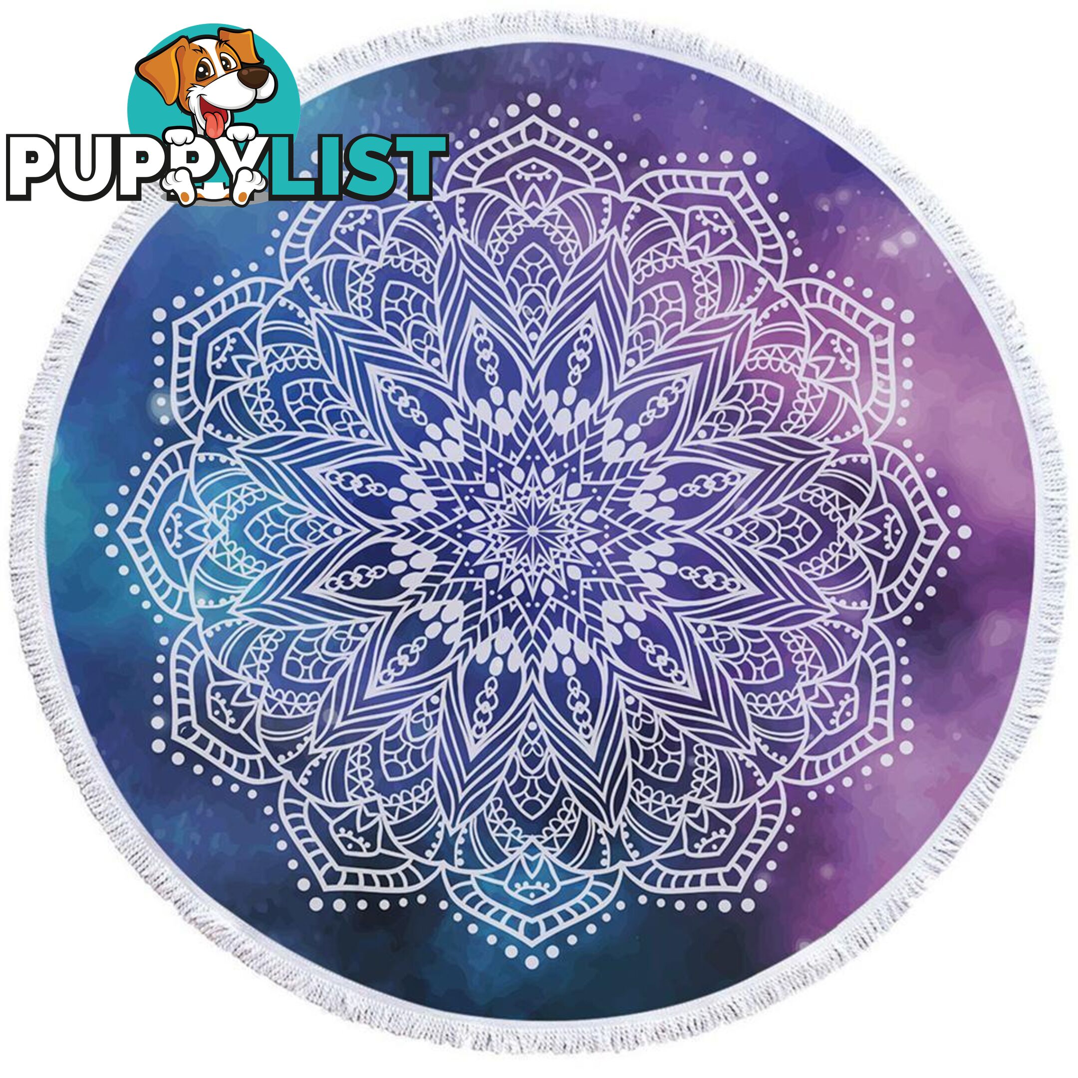 White Mandala Over Space Beach Towel - Towel - 7427046306942