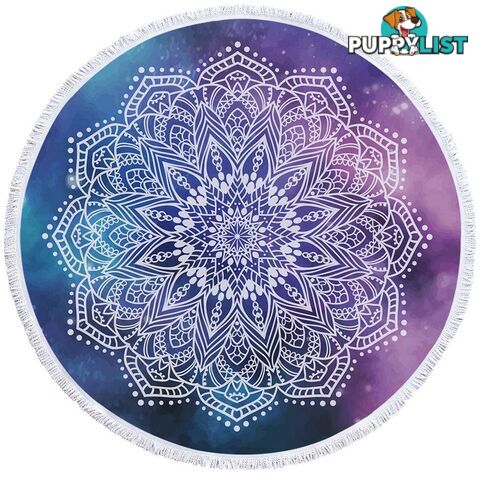 White Mandala Over Space Beach Towel - Towel - 7427046306942