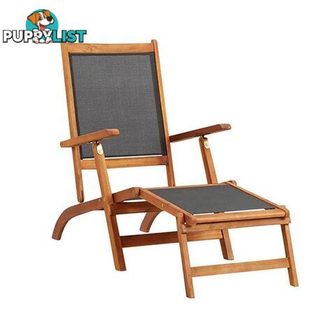 Sun Lounger Solid Acacia Wood And Textilene - Unbranded - 8719883719047