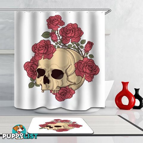 Toothless Skull And Roses Shower Curtain - Curtain - 7427045929210