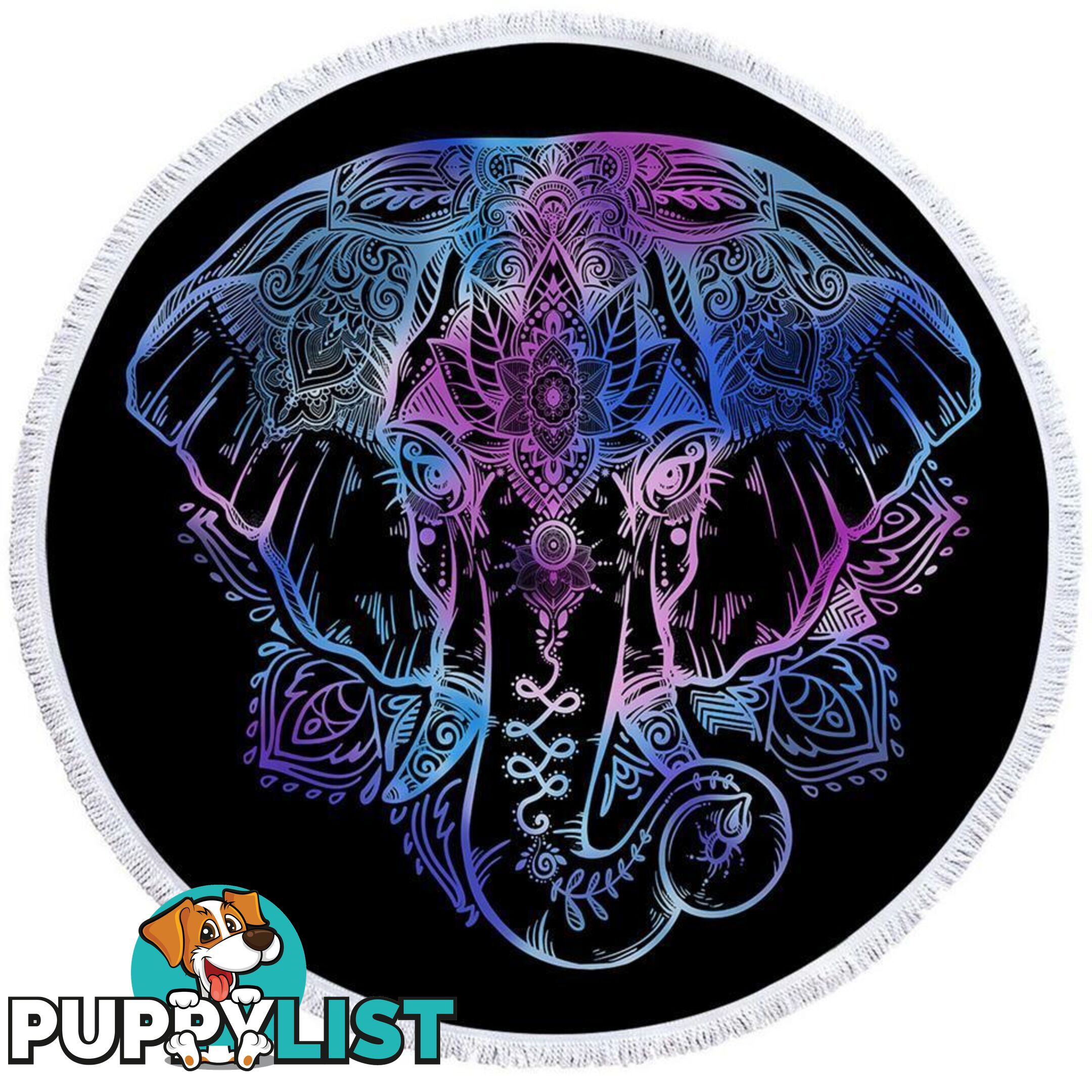 Blue Purple Indian Elephant Beach Towel - Towel - 7427046312356