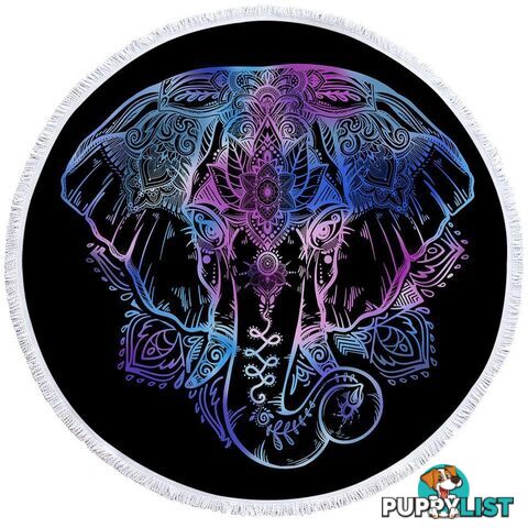 Blue Purple Indian Elephant Beach Towel - Towel - 7427046312356