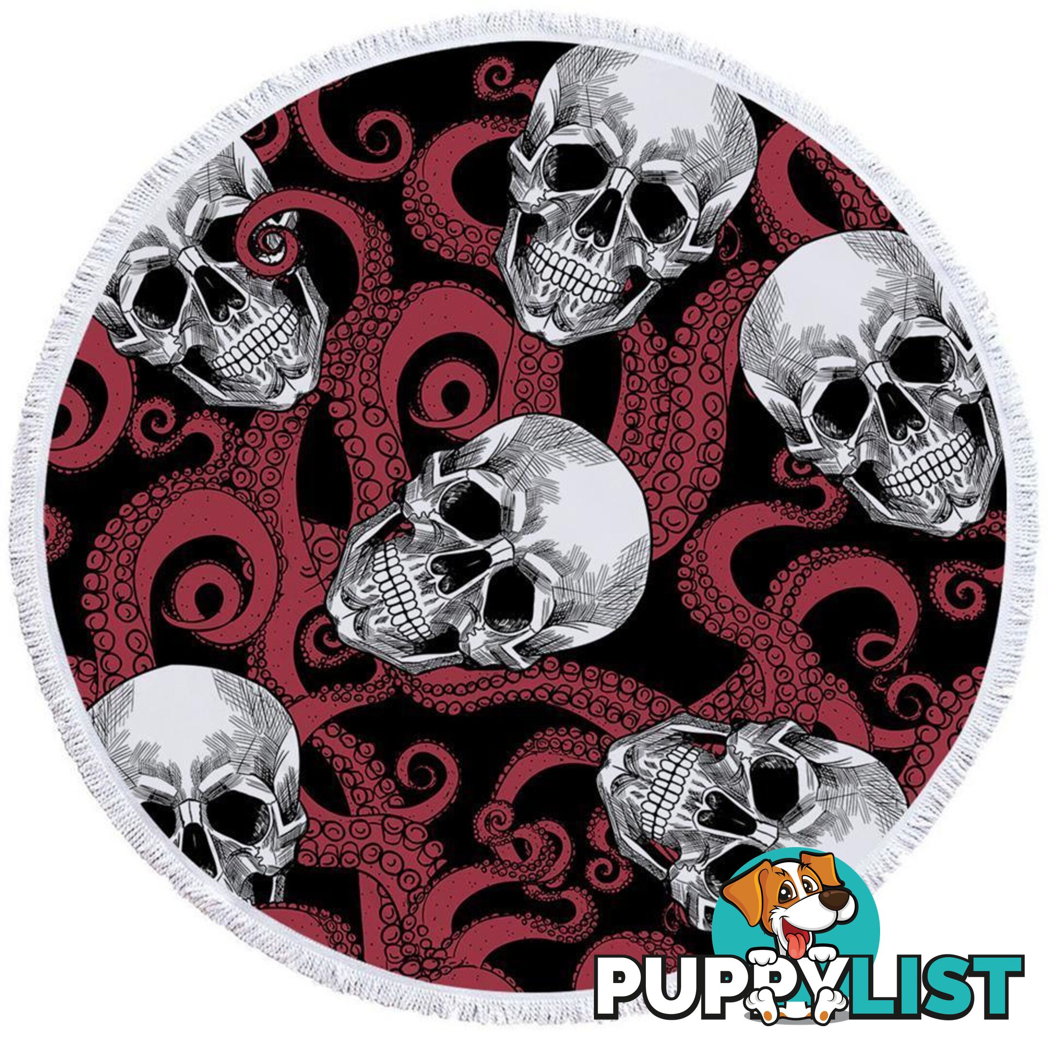 Skulls and Octopus Beach Towel - Towel - 7427046322003