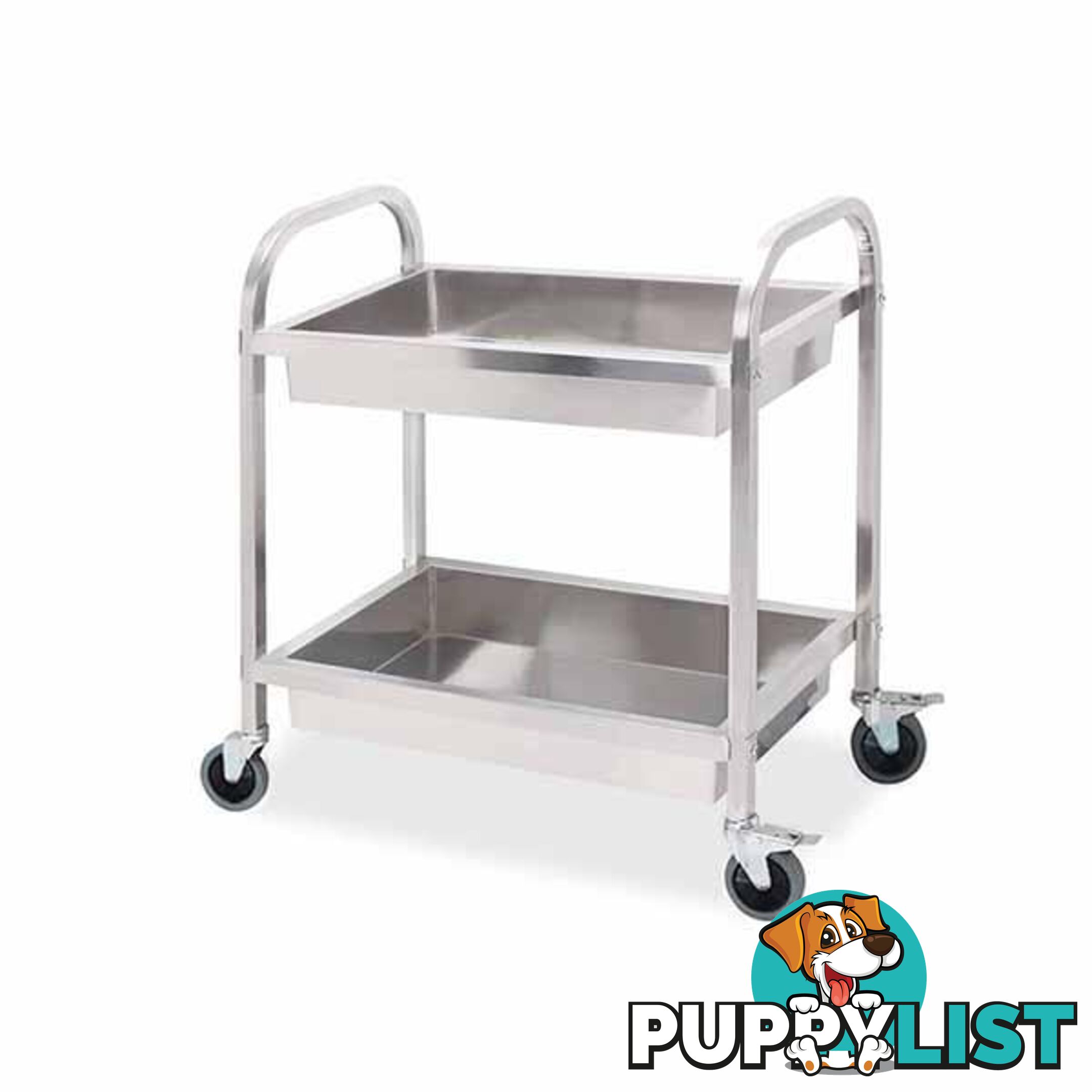 Soga 2 Tier 75Ã40Ã83Cm Stainless Steel Trolley Bowl Service Cart Small - Soga - 9476062092306