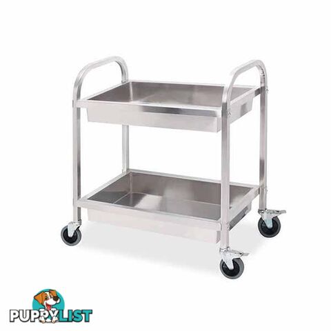 Soga 2 Tier 75Ã40Ã83Cm Stainless Steel Trolley Bowl Service Cart Small - Soga - 9476062092306