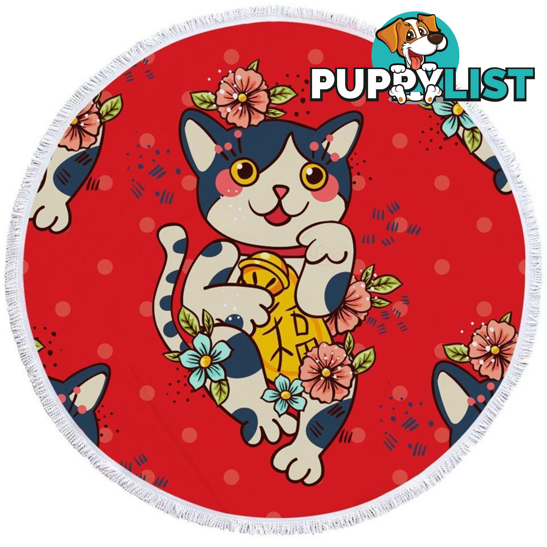 Cute Japanese Cat Beach Towel - Towel - 7427046307390