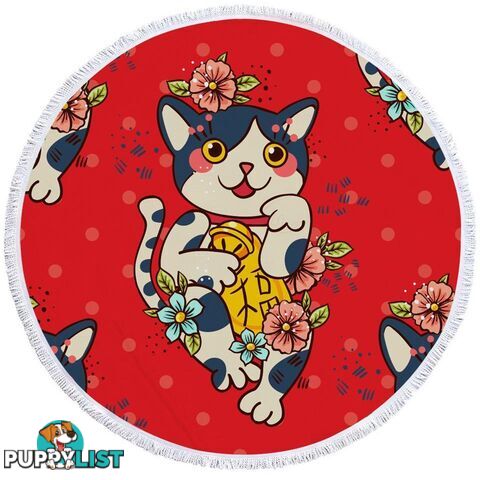 Cute Japanese Cat Beach Towel - Towel - 7427046307390