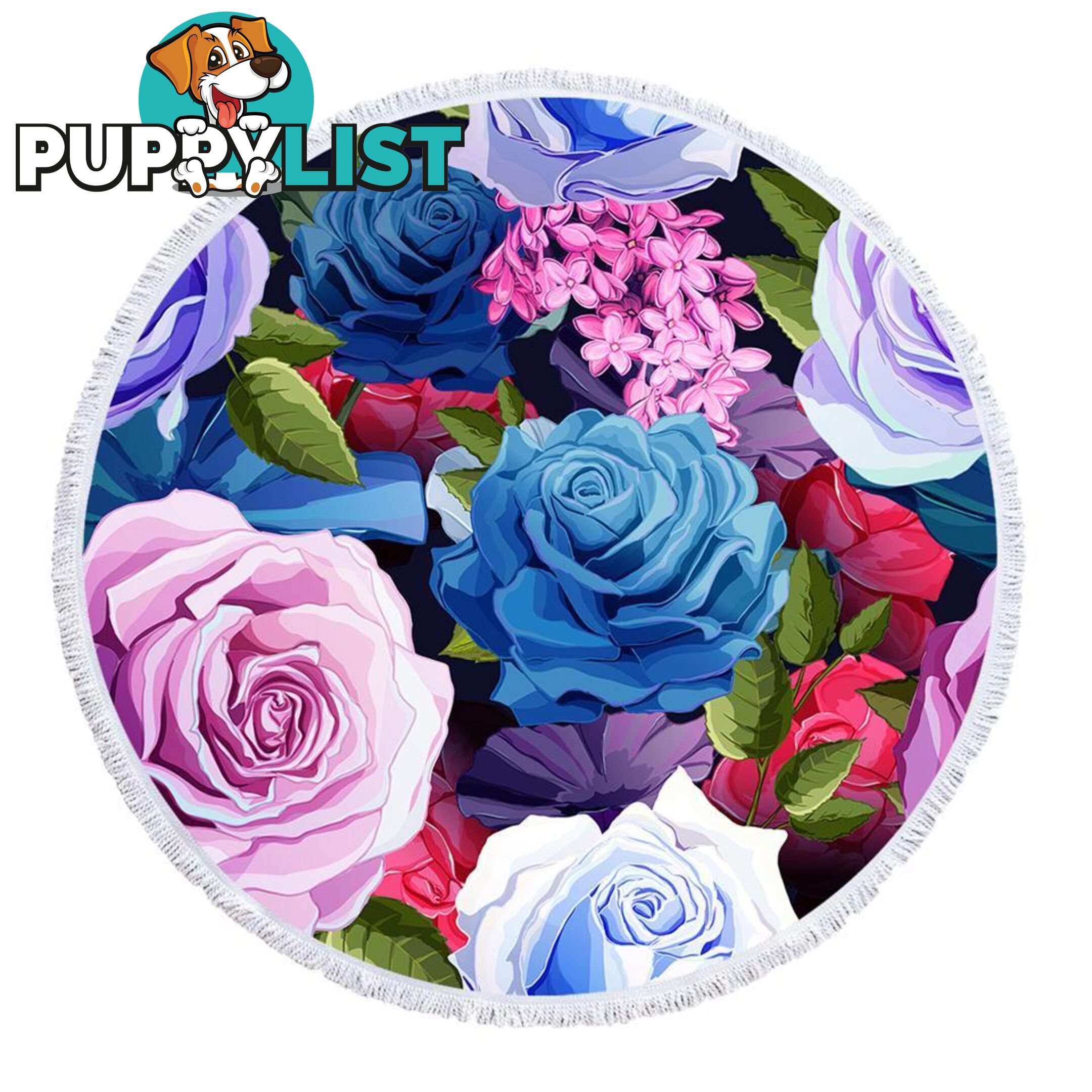 Blue and Purplish Roses Beach Towel - Towel - 7427046341356