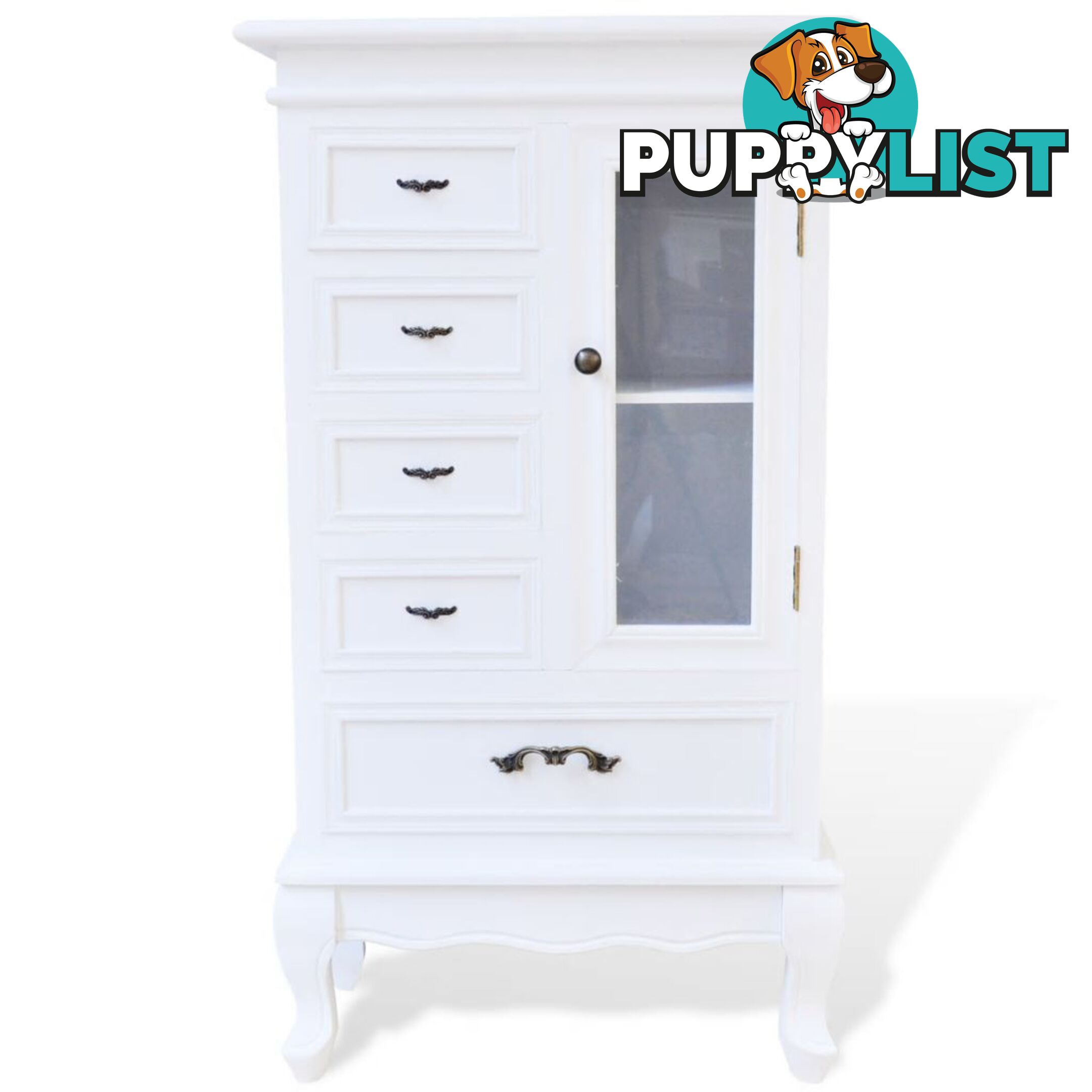 Cabinet With 5 Drawers 2 Shelves - White - Unbranded - 8718475885917