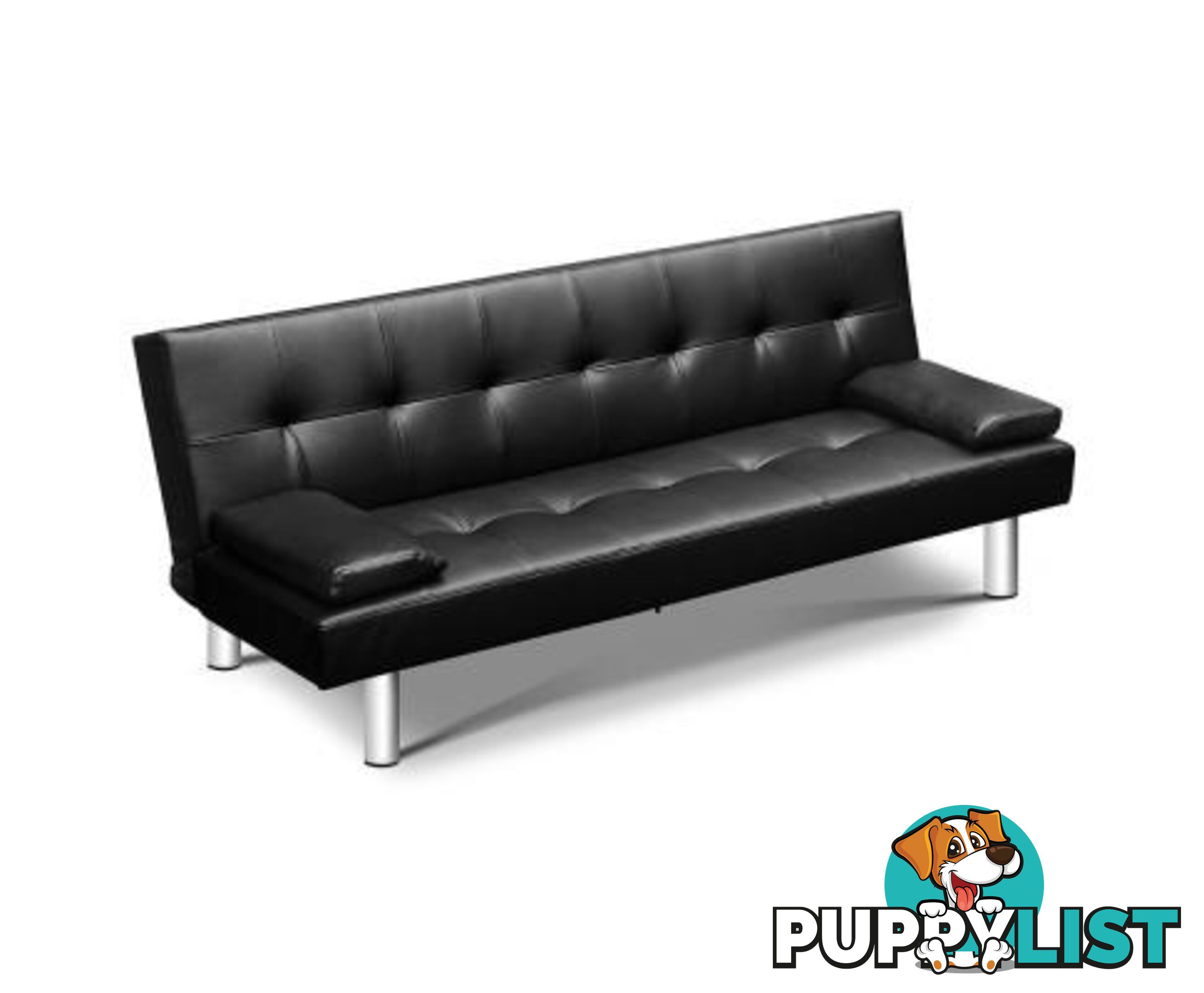 3-seater PU Leather Sofa Bed Black - Artiss - 4326500268433