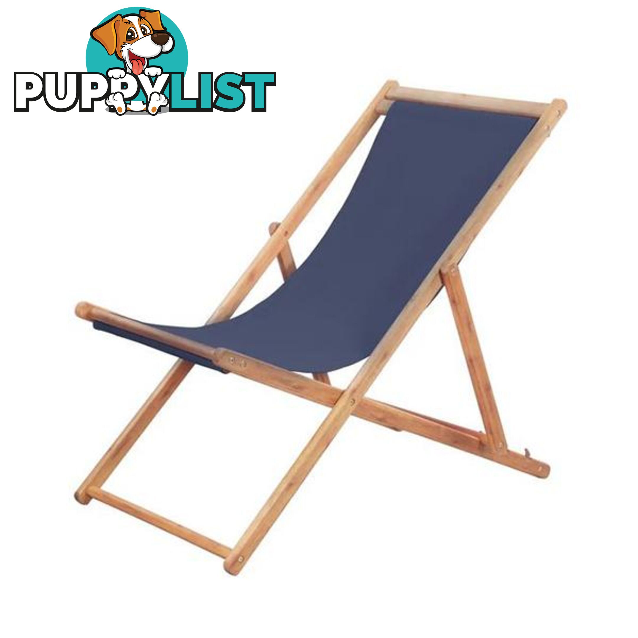 Folding Beach Chair Fabric And Eucalyptus Wooden Frame - Unbranded - 8718475613770