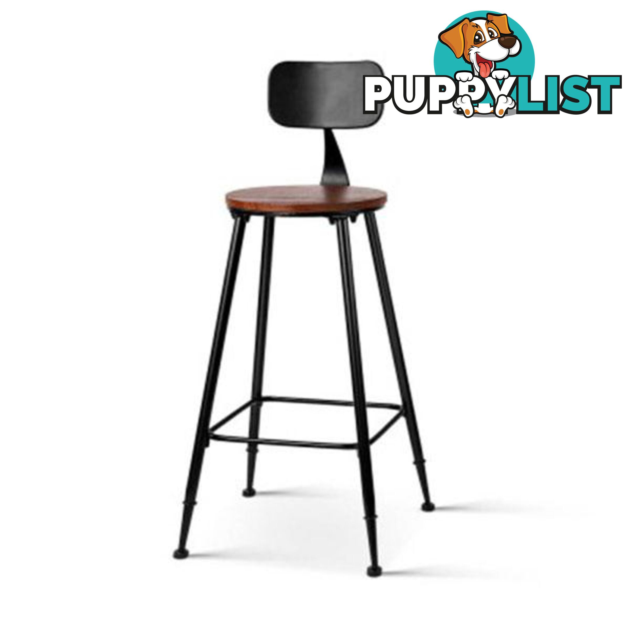 Pine Wood Metal Frame Bar Stools Set of 2 - Artiss - 9350062238004