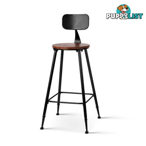 Pine Wood Metal Frame Bar Stools Set of 2 - Artiss - 9350062238004