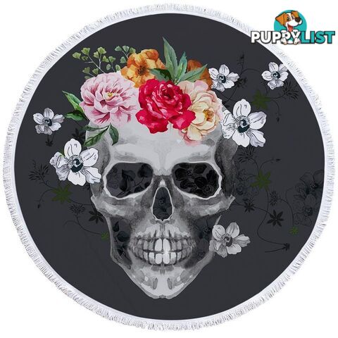 Flowers and Skull Beach Towel - Towel - 7427046312691