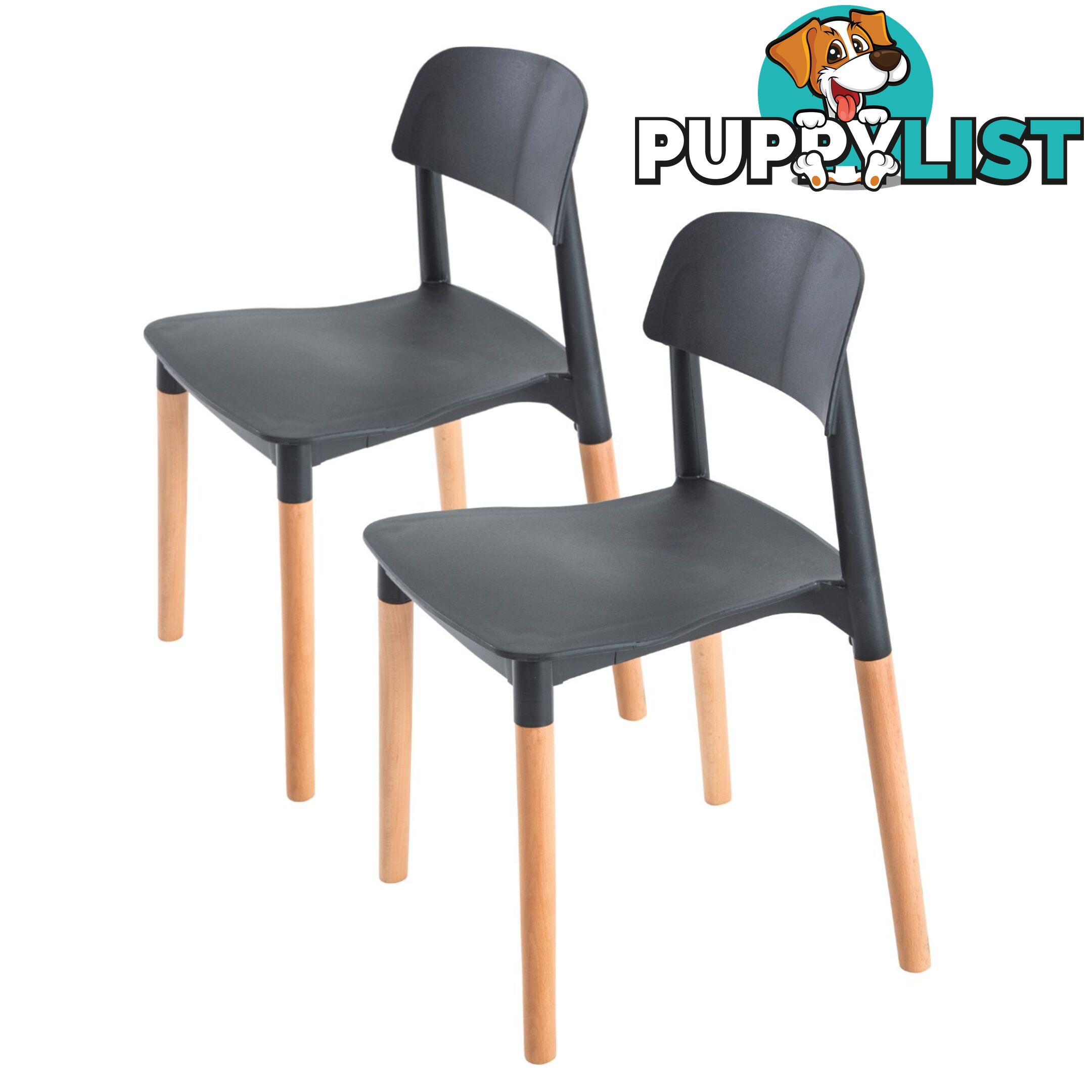 Belloch Stackable Dining Chairs (2 Pcs) - Black - Unbranded - 9352338007147